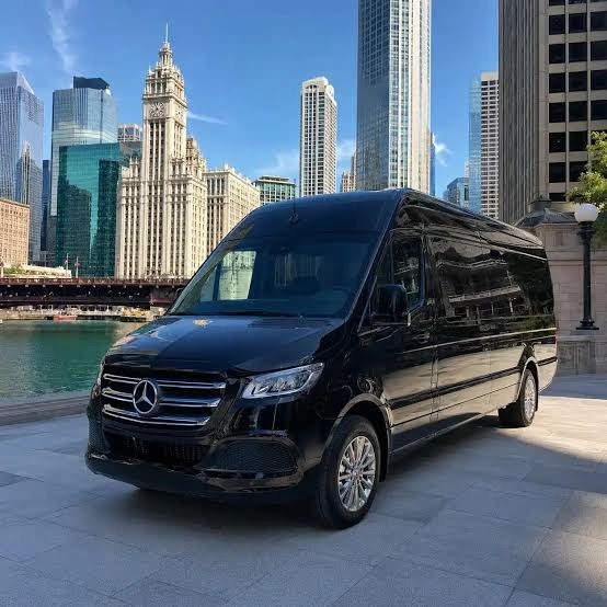Black Luxury Mercedes-Benz Sprinter Van Exterior